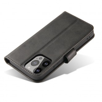 Magnet Case elegant case cover with a flap and stand function iPhone 14 black