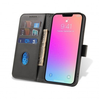 Magnet Case elegant case cover with a flap and stand function iPhone 14 black