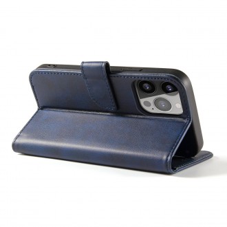 Magnet Case elegant case cover with a flap and stand function iPhone 14 blue