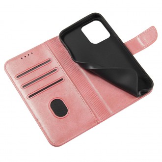 Magnet Case elegant case cover with a flap and stand function iPhone 14 pink