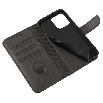 Magnet Case an elegant case cover with a flap and stand function iPhone 14 Max black