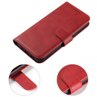 Magnet Case elegant case cover with a flap and stand function for iPhone 14 Max red