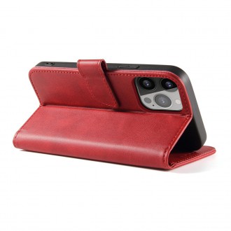 Magnet Case elegant case cover with a flap and stand function for iPhone 14 Max red