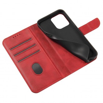Magnet Case elegant case cover with a flap and stand function for iPhone 14 Max red