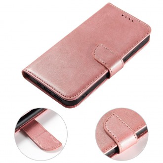 Pouzdro Magnet Case pro iPhone 14 Pro Max flip cover stojánek na peněženku růžové