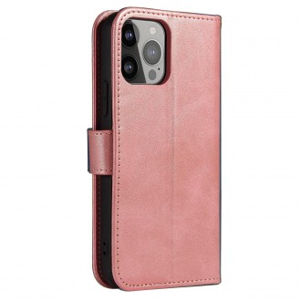 Pouzdro Magnet Case pro iPhone 14 Pro Max flip cover stojánek na peněženku růžové