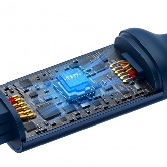 Baseus Bright Mirror 2 navíjecí kabel 3v1 kabel USB Typ A - micro USB + Lightning + USB Typ C 66W 1,1m fialový (CAMJ010105)