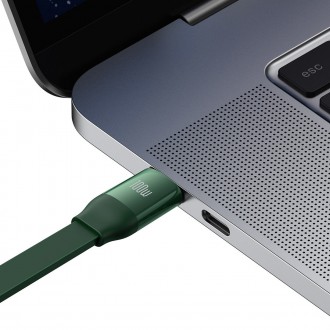 Baseus Bright Mirror 2 navíjecí kabel 3v1 kabel USB Type C - micro USB + Lightning + USB Type C 3.5A 1.1m zelený (CAMJ010206)