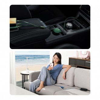 Baseus Bright Mirror 2 navíjecí kabel 3v1 kabel USB Type C - micro USB + Lightning + USB Type C 3.5A 1.1m zelený (CAMJ010206)