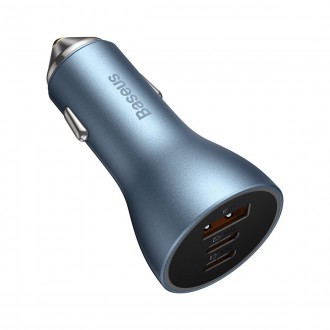 [RETURNED ITEM] Baseus Golden Contactor Pro USB-A car charger + 2x USB-C 65W blue (CGJP010003)