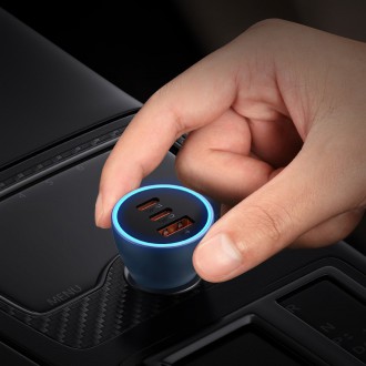 [RETURNED ITEM] Baseus Golden Contactor Pro USB-A car charger + 2x USB-C 65W blue (CGJP010003)