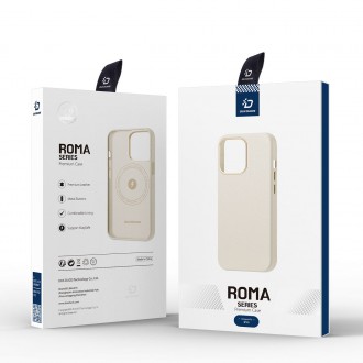 Dux Ducis Roma leather case for iPhone 13 elegant case made of genuine leather white