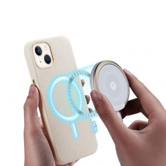 Dux Ducis Roma leather case for iPhone 13 elegant case made of genuine leather white