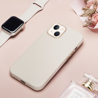 Dux Ducis Roma leather case for iPhone 13 elegant case made of genuine leather white