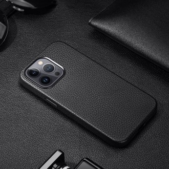 Dux Ducis Roma leather case for iPhone 13 Pro elegant genuine leather black case