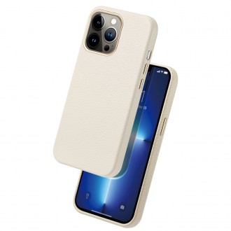 Dux Ducis Roma leather case for iPhone 13 Pro elegant case made of genuine leather white