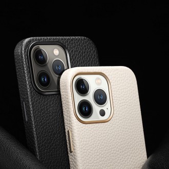 Dux Ducis Roma leather case for iPhone 13 Pro elegant case made of genuine leather white