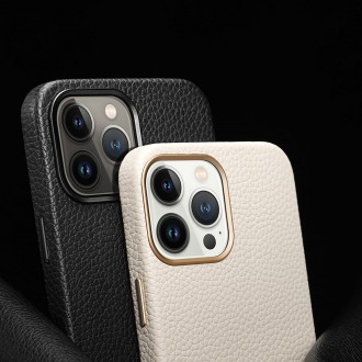 Dux Ducis Roma leather case for iPhone 13 Pro Max elegant genuine leather case white