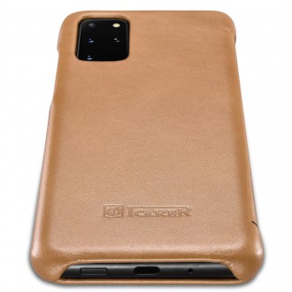 iCarer Curved Edge Vintage Folio Genuine Leather Flip Cover Case for Samsung Galaxy S20+ khaki (RS992007-GG)