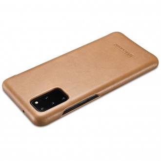 iCarer Curved Edge Vintage Folio Genuine Leather Flip Cover Case for Samsung Galaxy S20+ khaki (RS992007-GG)