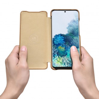 iCarer Curved Edge Vintage Folio Genuine Leather Flip Cover Case for Samsung Galaxy S20+ khaki (RS992007-GG)