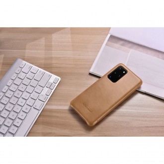 iCarer Curved Edge Vintage Folio Genuine Leather Flip Cover Case for Samsung Galaxy S20+ khaki (RS992007-GG)