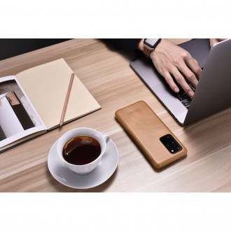 iCarer Curved Edge Vintage Folio Genuine Leather Flip Cover Case for Samsung Galaxy S20+ khaki (RS992007-GG)