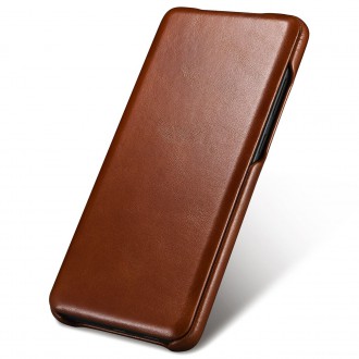 iCarer Curved Edge Vintage Folio Genuine Leather Cover Case for Samsung Galaxy S20+ brown (RS992007-BN)