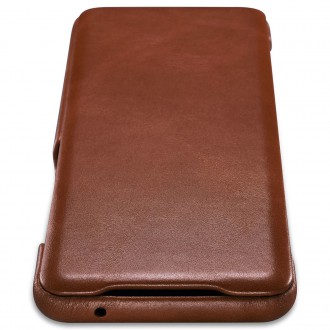 iCarer Curved Edge Vintage Folio Genuine Leather Cover Case for Samsung Galaxy S20+ brown (RS992007-BN)