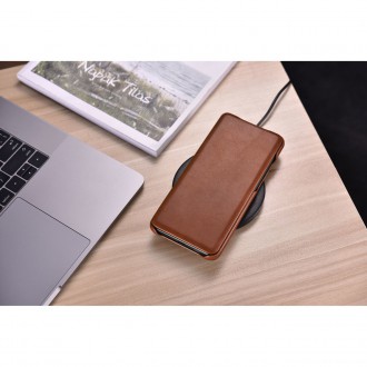 iCarer Curved Edge Vintage Folio Genuine Leather Cover Case for Samsung Galaxy S20+ brown (RS992007-BN)