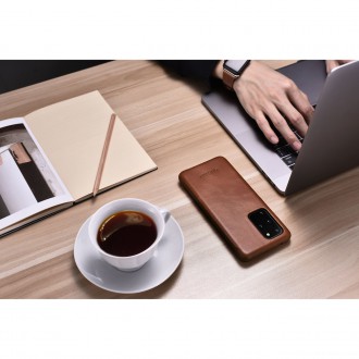 iCarer Curved Edge Vintage Folio Genuine Leather Cover Case for Samsung Galaxy S20+ brown (RS992007-BN)