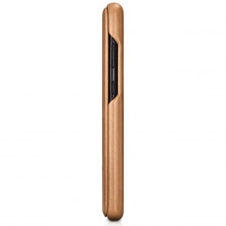 iCarer Curved Edge Vintage Folio Genuine Leather Cover Case for Samsung Galaxy S20 Ultra khaki (RS992008-GG)