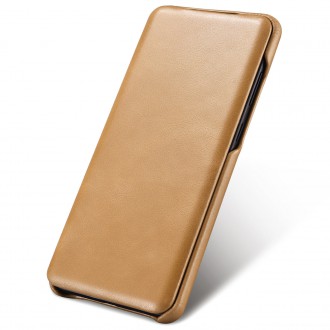 iCarer Curved Edge Vintage Folio Genuine Leather Cover Case for Samsung Galaxy S20 Ultra khaki (RS992008-GG)