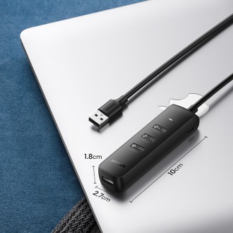 Ugreen HUB 4in1 USB - 4x USB Type A 3.0 PD DC 12V 0.25m black (CM416 10915)