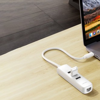 Ugreen HUB 4in1 USB Type C - 3x USB Type A 3.1 Gen 1 + RJ45 white (CM416 50620)