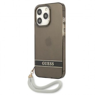 Guess GUHCP13LHTSGSK iPhone 13 Pro / 13 6,1&quot; černo/černé pevné pouzdro Translucent Stap