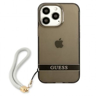 Guess GUHCP13LHTSGSK iPhone 13 Pro / 13 6,1&quot; černo/černé pevné pouzdro Translucent Stap