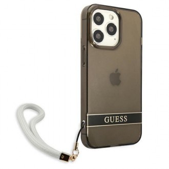 Guess GUHCP13LHTSGSK iPhone 13 Pro / 13 6,1&quot; černo/černé pevné pouzdro Translucent Stap
