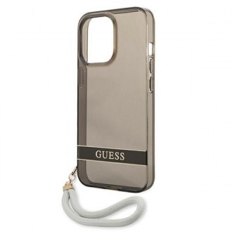 Guess GUHCP13LHTSGSK iPhone 13 Pro / 13 6,1&quot; černo/černé pevné pouzdro Translucent Stap