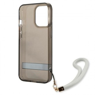 Guess GUHCP13LHTSGSK iPhone 13 Pro / 13 6,1&quot; černo/černé pevné pouzdro Translucent Stap