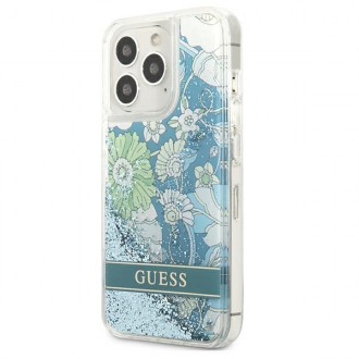 Guess GUHCP13LLFLSN iPhone 13 Pro / 13 6,1&quot; zelený/zelený pevný obal Flower Liquid Glitter