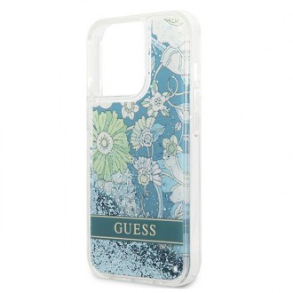 Guess GUHCP13LLFLSN iPhone 13 Pro / 13 6,1&quot; zelený/zelený pevný obal Flower Liquid Glitter