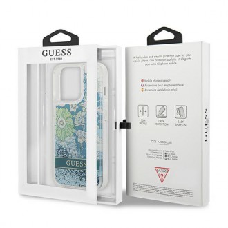 Guess GUHCP13LLFLSN iPhone 13 Pro / 13 6,1&quot; zelený/zelený pevný obal Flower Liquid Glitter