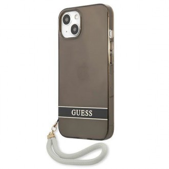 Guess GUHCP13MHTSGSK iPhone 13 6,1&quot; černo/černé pevné pouzdro Translucent Stap