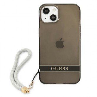 Guess GUHCP13MHTSGSK iPhone 13 6,1&quot; černo/černé pevné pouzdro Translucent Stap