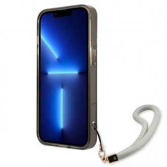 Guess GUHCP13MHTSGSK iPhone 13 6,1&quot; černo/černé pevné pouzdro Translucent Stap