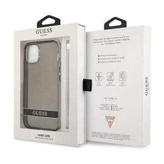 Guess GUHCP13MHTSGSK iPhone 13 6,1&quot; černo/černé pevné pouzdro Translucent Stap