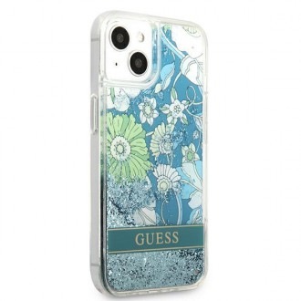 Guess GUHCP13MLFLSN iPhone 13 6,1&quot; zelený/zelený pevný obal Flower Liquid Glitter