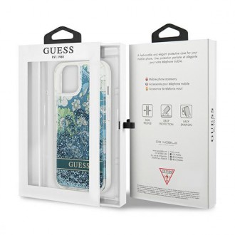 Guess GUHCP13MLFLSN iPhone 13 6,1&quot; zelený/zelený pevný obal Flower Liquid Glitter