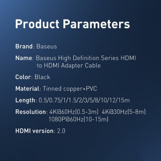 Baseus kabel HDMI 2.0 0,75 m černý (WKGQ030201)